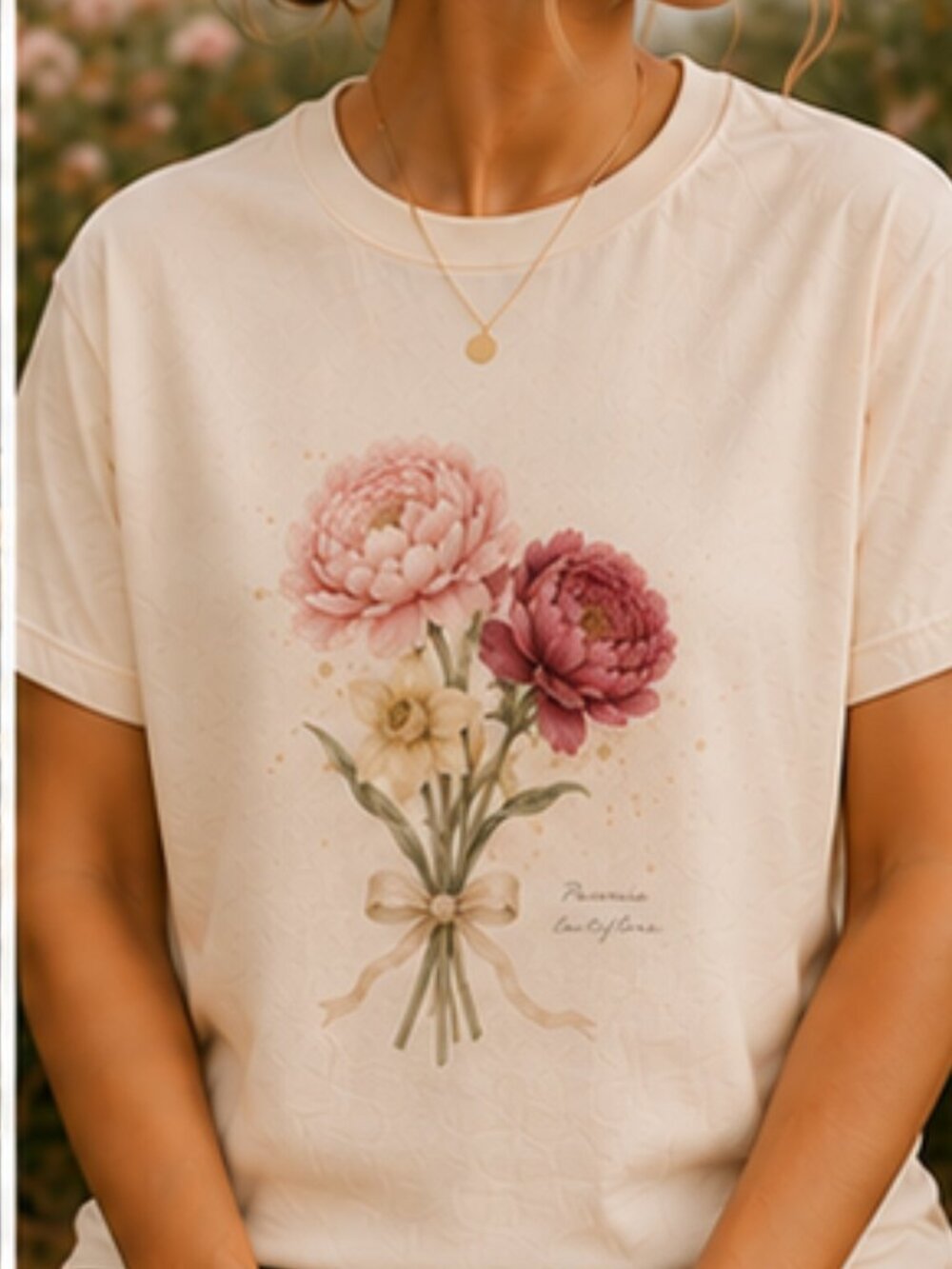 Vintage Peony Bouquet Tee | Comfort Colors 1717 | With Bliss - Picture 2 of 4